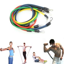 Z101 Free Shipping 11pcs Latex Resistance Bands Tubes GYM Exercise Set for Yoga ABS Workout Fitnes