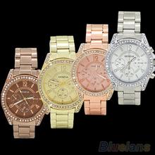 Women s Fashion Geneva Bling Crystal Stainless Steel Analog Quartz Wrist Watch 2DLT