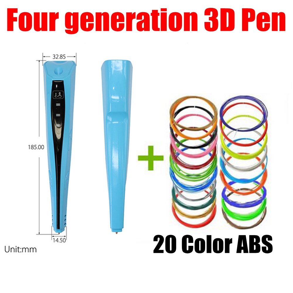 Фотография 3D Pen Four generation 2016 Newest 3D Printer Pen children DIY Gift DIY 3D Pens Add Free 20 Color 5M ABS Filaments Free shipping