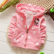Spring Autumn Long Sleeved Candy Color Cartoon Girls Jackets Sweatshirts Cardigan Baby Infant Hooded Outwear Coats