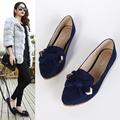 Big size 34 43 Black deep mouth pointed flat Bowtie shoes Woman flat shoes style Fashion