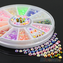 Colorful Fluorescent 3D Acrylic Glitters DIY Decal Nail Art Stips Stickers Wheel 4BTO