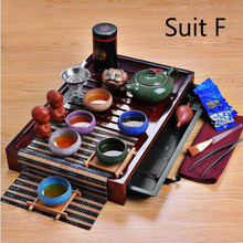 Free Shipping Hot Sale Yixing Ceramic Kung Fu Tea Set Solid Wood Tea Tray Teapot 27