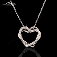 Love Heart Designer CZ Diamond Party Necklaces Pendants 18K Rose Gold Platinum Plated Wedding Jewelry For