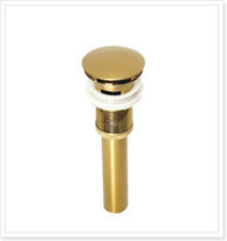 Large Cap Gold Ti-PVD Solid Bathroom Accessories / Bath Sink Lavatory Lav Vessel Faucet Pop Up Drain with Overflow (UP-T05) vaso