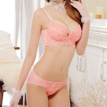 Lolita Cute Japanese Bra, Pink Briefs White Ruffles Floral Sexy Young Girl Bra Set, Push Up Removable Padded Underwear Women Set