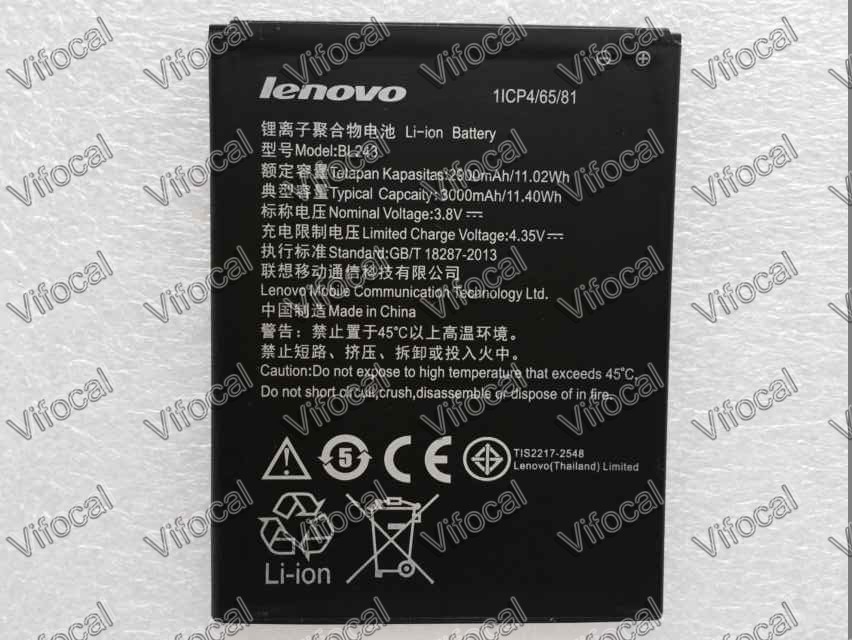 Lenovo k3  2900  bl243 100%    bateria  lenovo k50-t5 a7000   +  