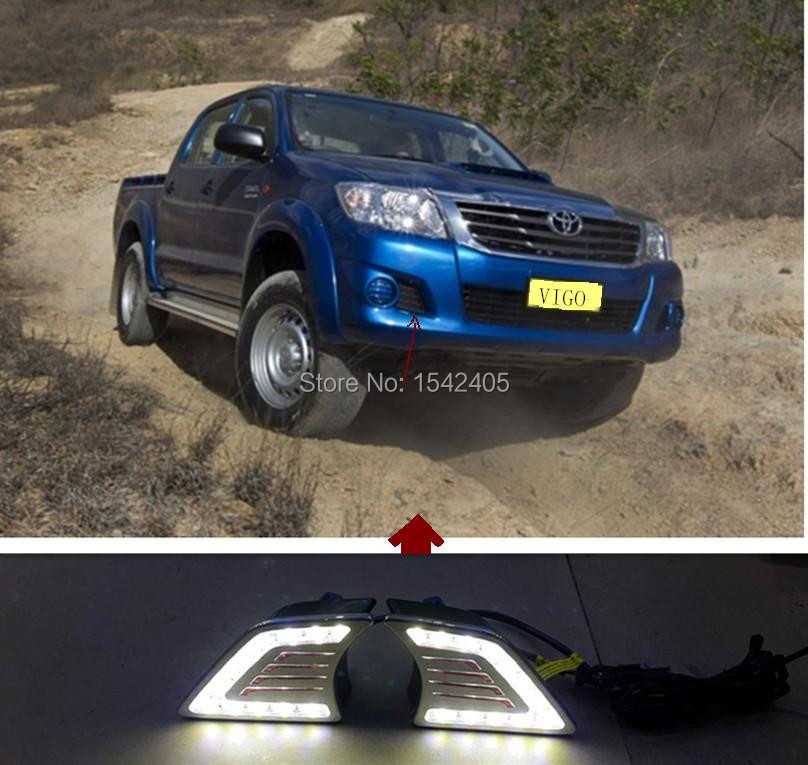 Отличная ультра-дешевый яркость освещения из светодиодов дневного бег лёгкие для Toyota Hilux Vigo подтяжку лица DRL светодиодные