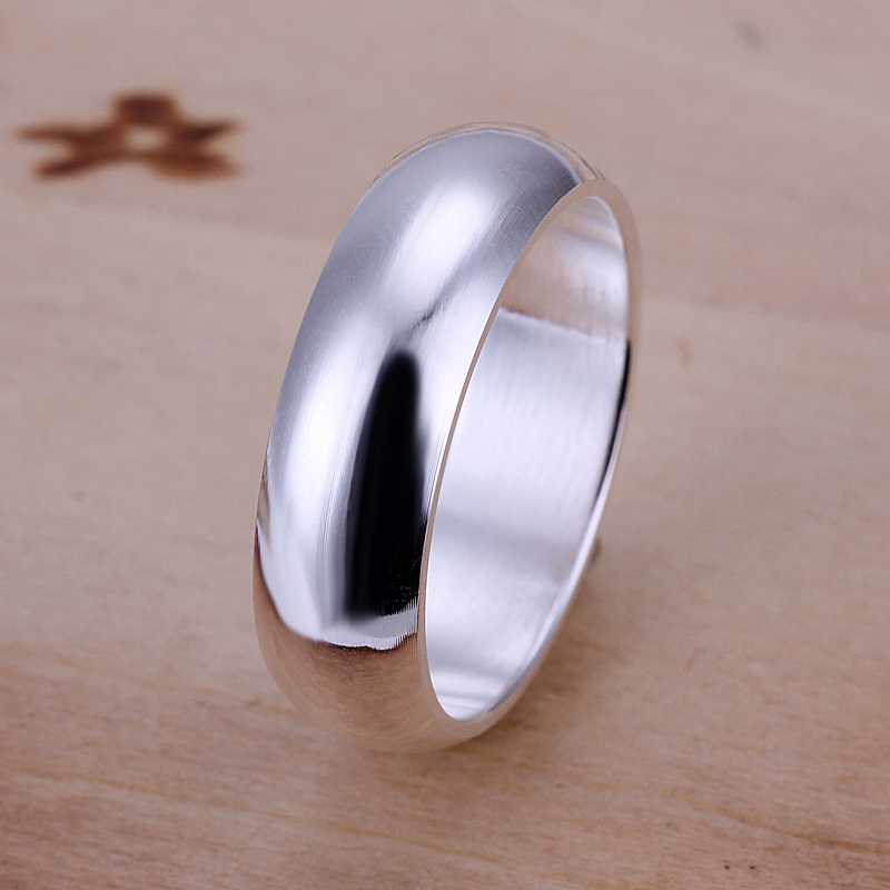 Free Shipping 925 Sterling Silver Ring Fine Fashion Smooth Round Silver Jewelry Ring Women Men Gift