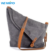 2016 Women Canvas Bag Ladies Large Grey Cotton Bag Crossbody Bags For Women Vintage Leather Handbags Unisex Bag Men
