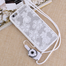 Mobile phone lanyard shell scrub Vintage Lace lace for iPhone6S case mobile phone shell and for apple 6 plus protective sleeve