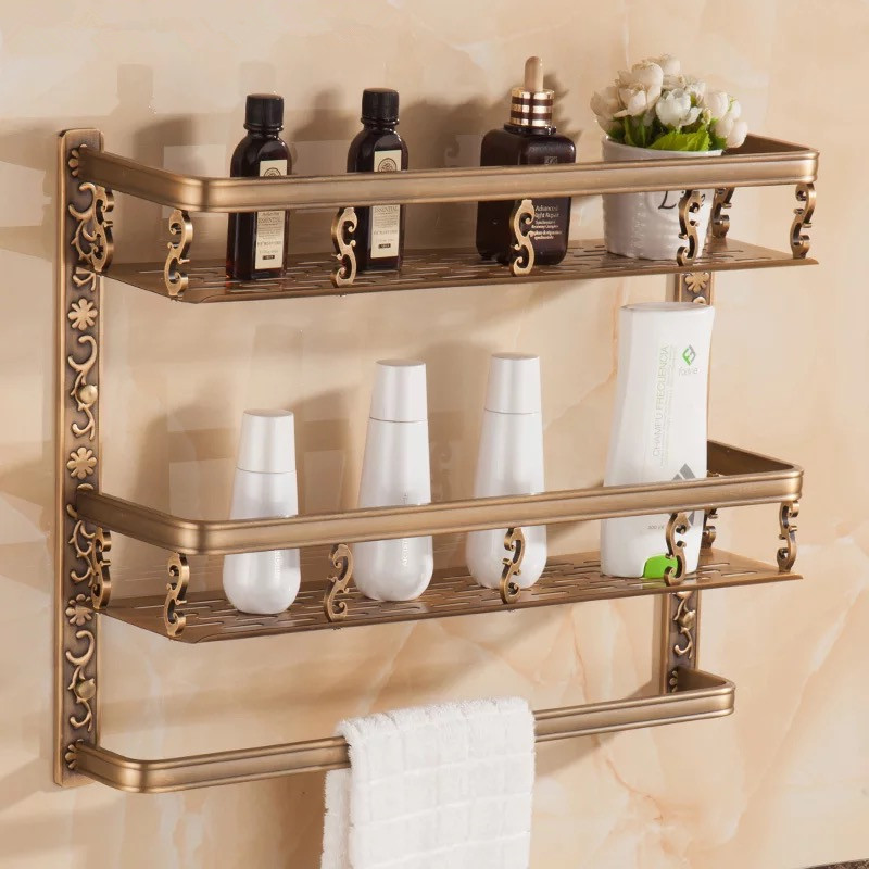 Description Picture 2 of itemBathroom shelf 50cm length antique aluminum bathroom corner shelf bathroom holder shower room basket bathroom accessories MH8510