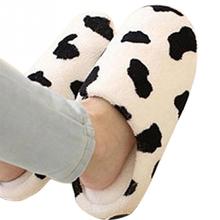 New Women Anti-slip Flat Shoes Soft Winter Warm Cotton Cow House Indoor Slipper