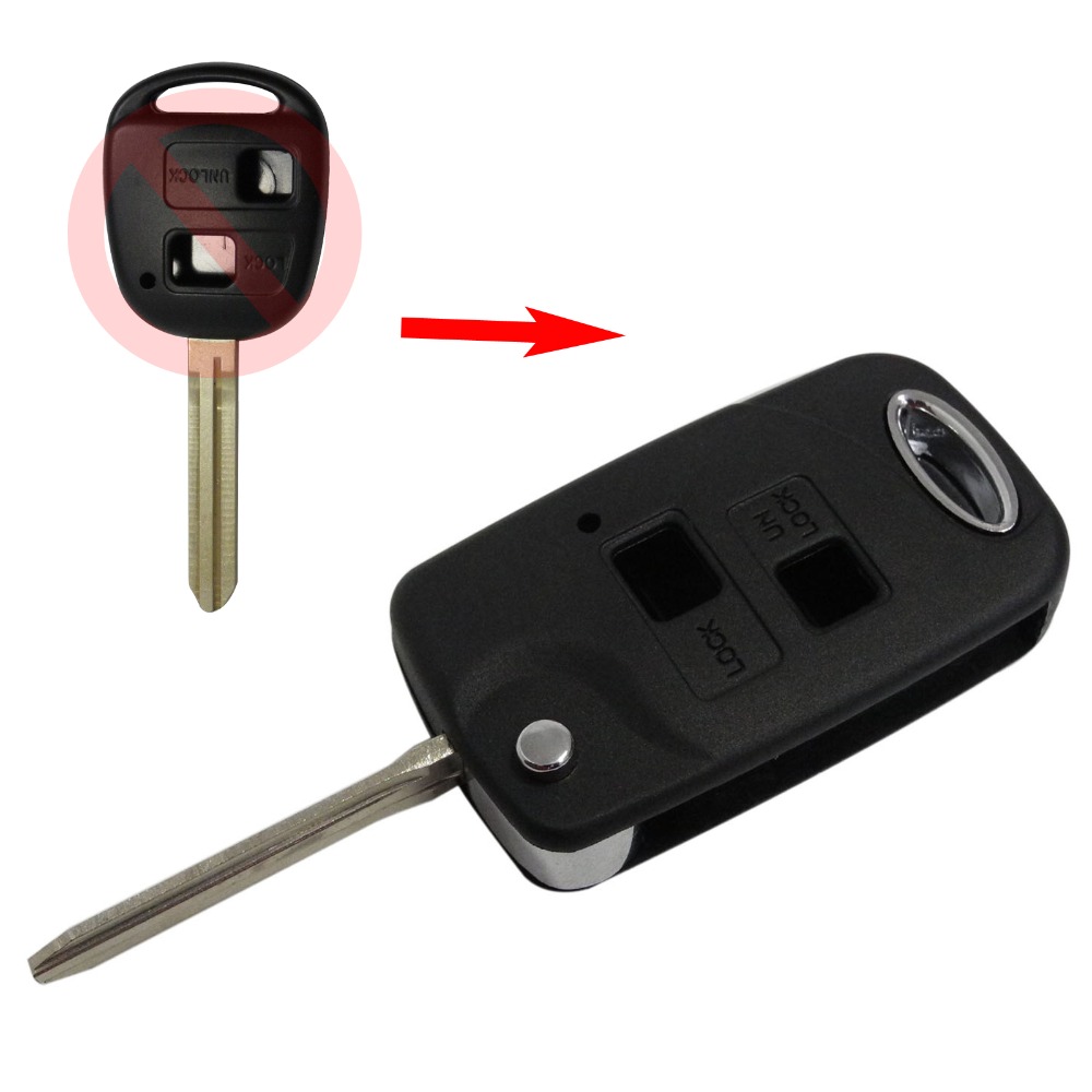 2 Buttons Folding Remote Car Key Case for Toyota Camry Echo Avalon Corolla RAV4 Car Key