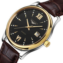 Origianl GUANQIN Top Brand Luxury Fashion Quartz Watches Men Luminous Waterproof Leather Strap Men Watch