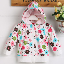 2014 NEW arrival terry cotton 100 kid’s hoody jacket 2T 3T with cute cartoon floral