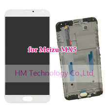 White with Middle Frame for Meizu MX5 /5.5″ LCD Display+Touch Screen Digitizer+Frame For Meizu MX 5 Replacement Free Shipping