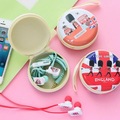 2016 In Ear girls gift England storage box stereo earphone for Iphone samsung MI LG earbuds