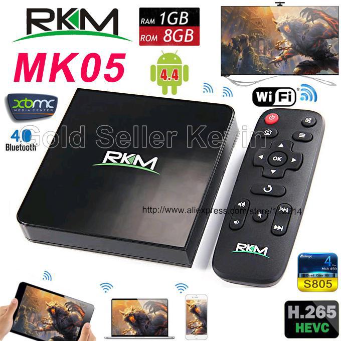 Original RKM MK05 Android TV Box Amlogic S805 Quad Core 1G 8G Smart Mini PC Bluetooth Wifi 3D 4K H.265 Media Player Google Play