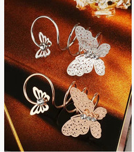 Hot Sell Clear Rhinestone Alloy Butterfly Elegant Exaggerated Rings For Women Fashion Wholesale Aneis Bijouterie