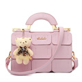 New 2016 Fashion Shoulder Bag Patchwork geometric Handbag Women s PU Leather Messenger Crossbody Bag