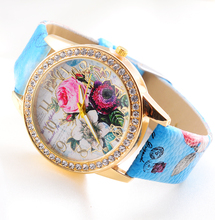 2015 New Fashion GENEVA Rose Flower Watches Women Dress Watch stylish women casual watch Quartz Watch