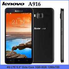 Original Lenovo A916 4G LTE FDD Mobile Phone MTK6592 Octa Core 1GB RAM 8GB ROM 5.5 inch 1280×720 Android 4.4 Play Store in Stock