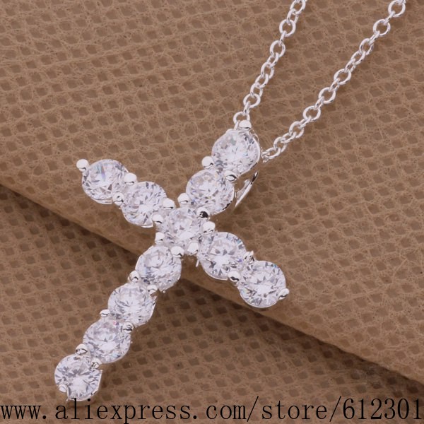 Silver plated Necklace silver fashion jewelry pendant Cross fgnanxua bqoakhva P329