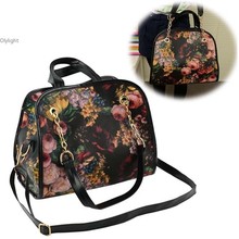 Women’s Girl Floral Flower Pattern Printted PU Leather Briefcase Handbag Body Cross Tote Messenger Shoulder Bag Clutch Purse dy