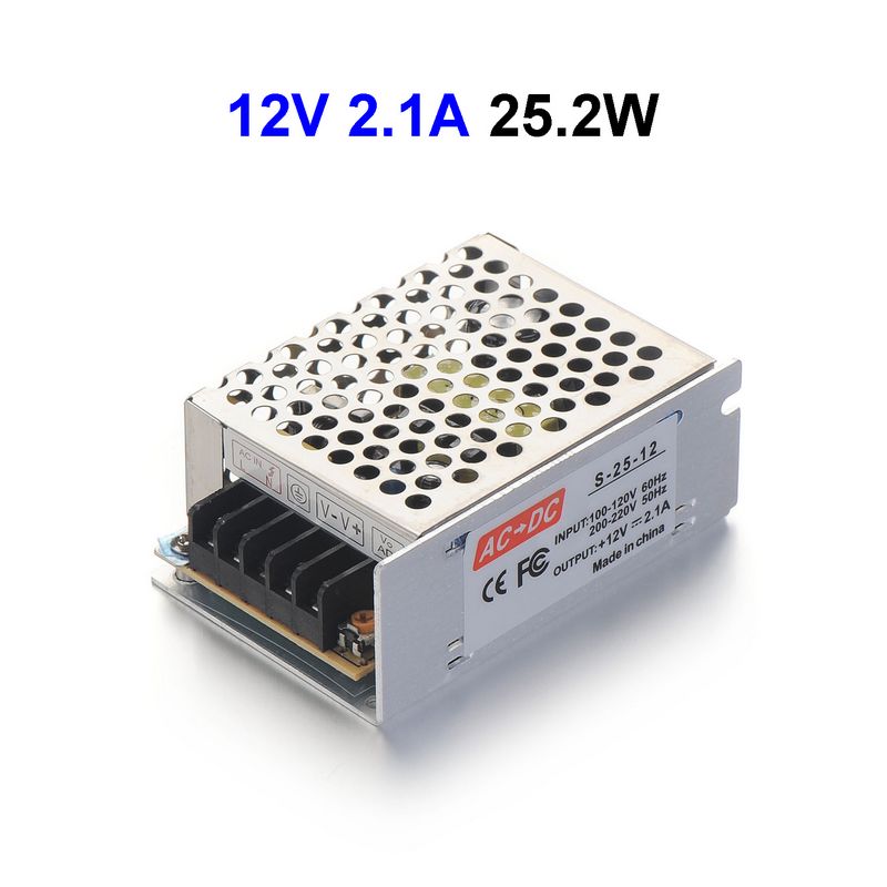 DC12V 2.1A 25.2W Switching Power Supply Driver Transformer For 5050 LED Strip Light Display LCD Monitor CCTV