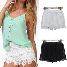 Hot Free Shipping 2015 European Fashion Spring Summer Women Shorts Elastic High Waist Lace Shorts Casual