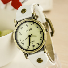 Mujeres vestido relojes mujeres rhinestone relojes de cuero de la moda del cuarzo Retro Vintage Sports relojes del 2015 nueva caliente