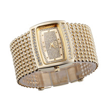 New 2016 Japan Movt Women Dress Watch, Diamante Case Gold Silver Band Bracelet Watch, Quartz Wrist Watch
