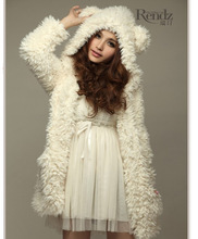 France USA Japan brand girl stree fashion 2016 new Europe autumn winter cute little bear wool coat