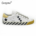 CANGMA Original Italy Deluxe Brand Superstar Men Shoes Fashion Genuine Leather Male Casual White Bass Shoes