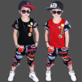brand High quality 2017 summer cartoon sport print pattern children kid clothes T shirt pant girl