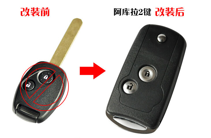 2 BUTTONS MODIFIED FLIP REMOTE KEY SHELL CASE FOR HONDA FIT CRV ACCORD CIVIC CITY ODYSSEY