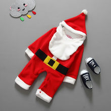 newest christmas baby rompers costume 3pcs boys/girls baby clothing santa rompers+cute hat+fake beard jumpsuits free shipping