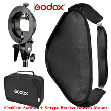 Godox фотостудия многофункциональный 60 x 60 см Softbox + светло-подставка S-type кронштейн Bowens горе + сумка для вспышки Speedlite камера вспышка света