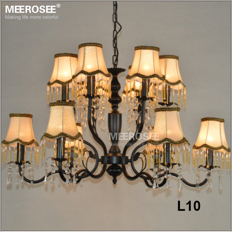 Crystal pendant light Black wrought iron pendant light fixture for dining room vintage pendant lamp with lamp shade MD2674lustre