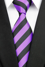 NT0058 Purple Black Stripe Smooth Classic Type Jacquard Woven Silk Polyester Man s Business Wedding Luxury