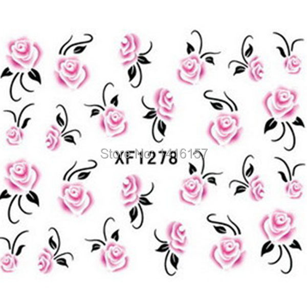 Min order is 10 mix order Water Transfer Nail Art Stickers Decal Beauty Pink Rose Flowers