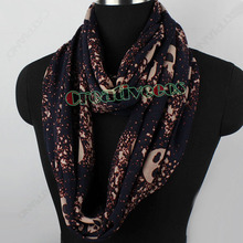 Fashion Stylish Women Girl s Skull Chiffon Soft Infinity 2 Loop Cowl Eternity Endless Circle Scarf