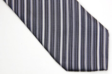 NT0434 Gray White Striped Smooth New Jacquard Woven Classic Silk Polyester Man s Business Luxury Tie
