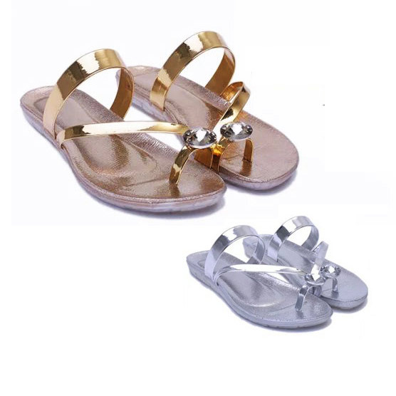 -Flip-Flops-Women-Sandals-Slipper-Gold-and-Silver-Rhinestone-Flat ...