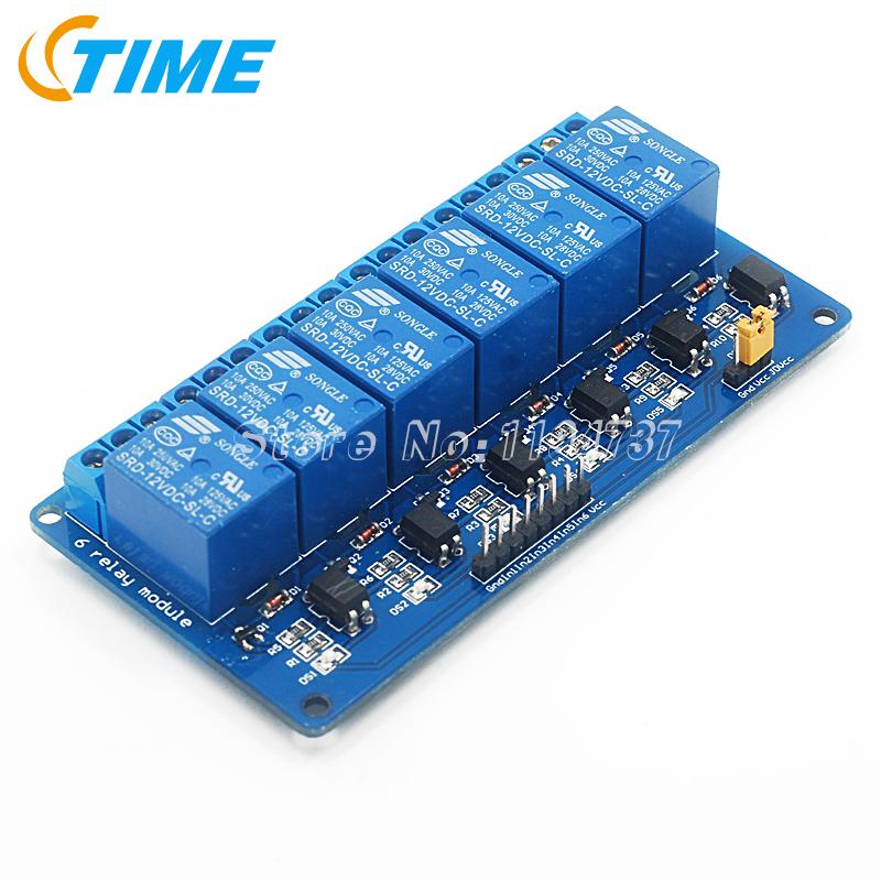 Bule 6 Channel Relay Module Optical coupling relay 12V Low level for arduino Free shipping