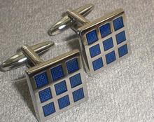 Free shipping enamel Square-fashion blue enamel french nail sleeve male shirt sleeve button