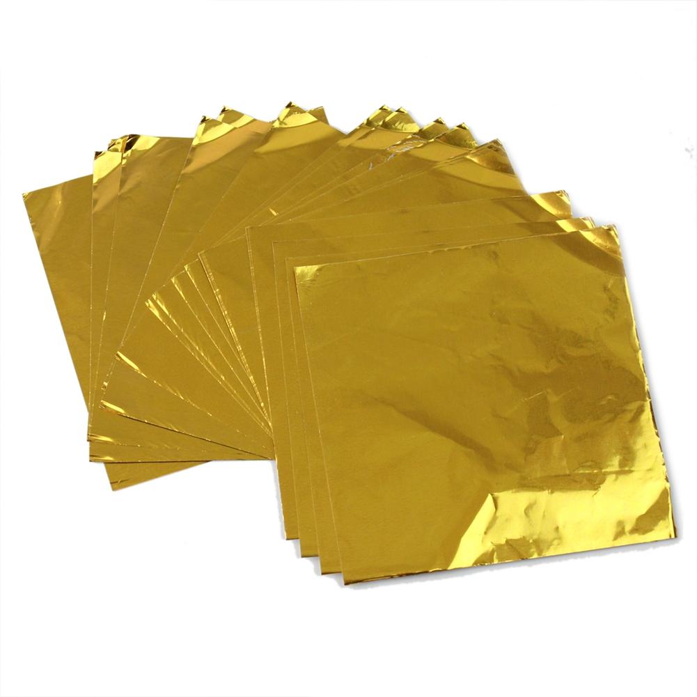 Details about   100x Candy Chocolate Wrappers Gold Foil Suare Aluminum Foil Candy Wrapping Foil 