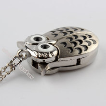 Hot sale Silver Vintage Night Owl Necklace Pendant Quartz Pocket Watch Necklace P26
