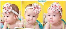2 Colors Free Shipping Baby Chiffon Flower Headband Girls Lace Headband Infant Knitting Hair Weave Baby